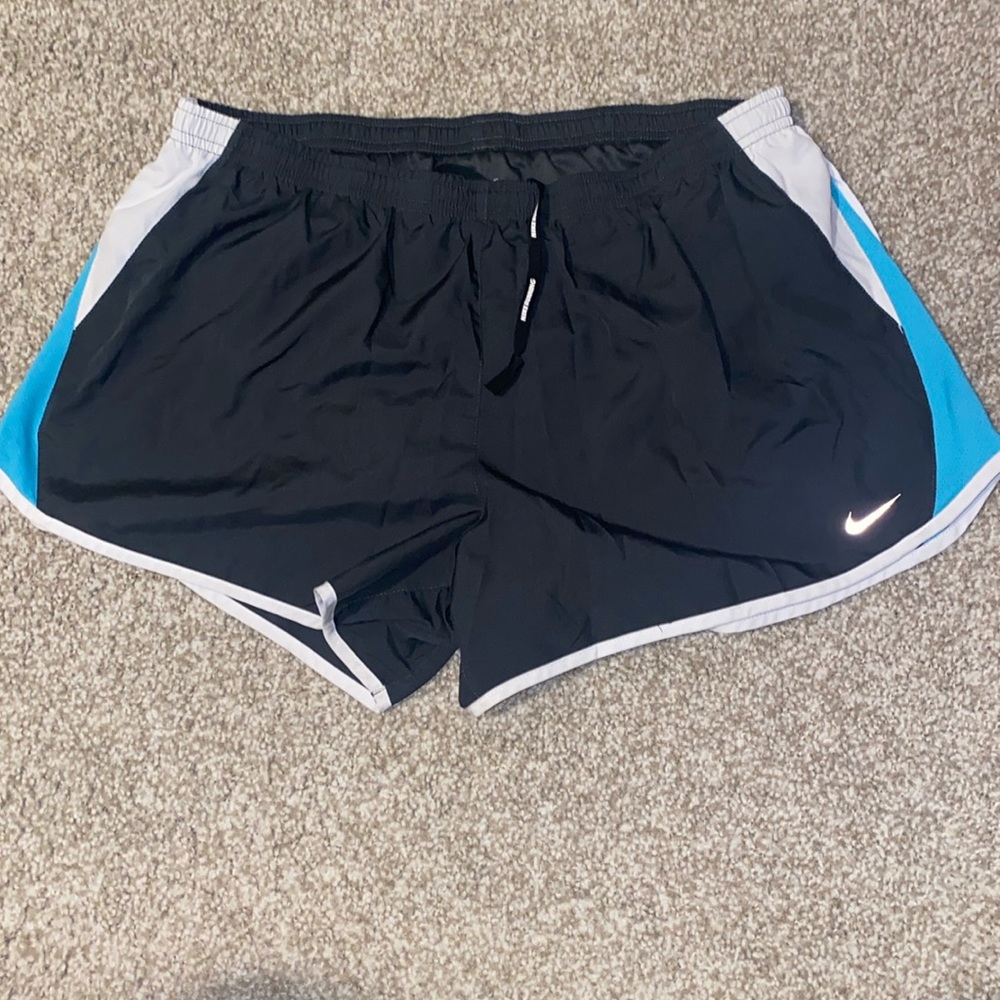 Nike Dri-Fit Running Shorts - Dark Gray, white & light blue